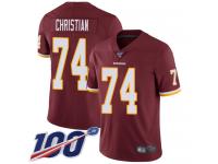 #74 Limited Geron Christian Burgundy Red Football Home Men's Jersey Washington Redskins Vapor Untouchable 100th Season