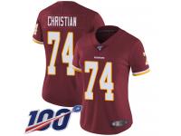 #74 Limited Geron Christian Burgundy Red Football Home Women's Jersey Washington Redskins Vapor Untouchable 100th Season