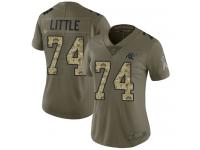 #74 Limited Greg Little Olive Camo Football Women's Jersey Carolina Panthers 2017 Salute to Service
