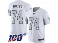 #74 Limited Kolton Miller White Football Men's Jersey Oakland Raiders Rush Vapor Untouchable 100th Season