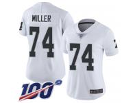 #74 Limited Kolton Miller White Football Road Women's Jersey Oakland Raiders Vapor Untouchable 100th Season