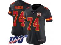 #74 Limited Martinas Rankin Black Football Women's Jersey Kansas City Chiefs Rush Vapor Untouchable 100th Season