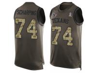 #74 Max Scharping Green Football Men's Jersey Houston Texans Salute to Service Tank Top