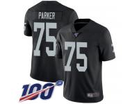 #75 Limited Brandon Parker Black Football Home Men's Jersey Oakland Raiders Vapor Untouchable 100th Season