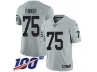 #75 Limited Brandon Parker Silver Football Men's Jersey Oakland Raiders Inverted Legend 100th Season