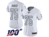 #75 Limited Brandon Parker White Football Women's Jersey Oakland Raiders Rush Vapor Untouchable 100th Season