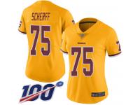 #75 Limited Brandon Scherff Gold Football Women's Jersey Washington Redskins Rush Vapor Untouchable 100th Season