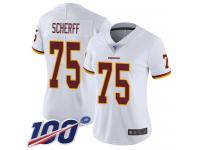 #75 Limited Brandon Scherff White Football Road Women's Jersey Washington Redskins Vapor Untouchable 100th Season