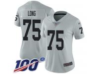 #75 Limited Howie Long Silver Football Women's Jersey Oakland Raiders Inverted Legend 100th Season