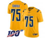 #75 Limited Michael Schofield Gold Football Youth Jersey Los Angeles Chargers Inverted Legend 100th Season