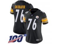 #76 Limited Chukwuma Okorafor Black Football Home Women's Jersey Pittsburgh Steelers Vapor Untouchable 100th Season