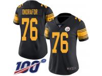 #76 Limited Chukwuma Okorafor Black Football Women's Jersey Pittsburgh Steelers Rush Vapor Untouchable 100th Season