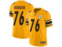 #76 Limited Chukwuma Okorafor Gold Football Women's Jersey Pittsburgh Steelers Inverted Legend Vapor Rush