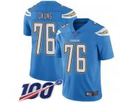 #76 Limited Russell Okung Electric Blue Football Alternate Youth Jersey Los Angeles Chargers Vapor Untouchable 100th Season