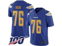 #76 Limited Russell Okung Electric Blue Football Youth Jersey Los Angeles Chargers Rush Vapor Untouchable 100th Season
