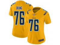 #76 Limited Russell Okung Gold Football Women's Jersey Los Angeles Chargers Inverted Legend