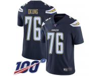#76 Limited Russell Okung Navy Blue Football Home Youth Jersey Los Angeles Chargers Vapor Untouchable 100th Season