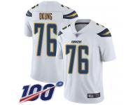 #76 Limited Russell Okung White Football Road Youth Jersey Los Angeles Chargers Vapor Untouchable 100th Season