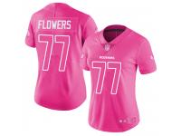 #77 Limited Ereck Flowers Pink Football Women's Jersey Washington Redskins Rush Fashion