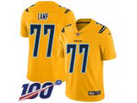 #77 Limited Forrest Lamp Gold Football Youth Jersey Los Angeles Chargers Inverted Legend 100th Season