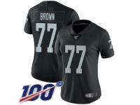 #77 Limited Trent Brown Black Football Home Women's Jersey Oakland Raiders Vapor Untouchable 100th Season