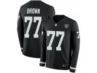 #77 Limited Trent Brown Black Football Men's Jersey Oakland Raiders Therma Long Sleeve