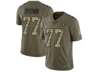 #77 Limited Trent Brown Olive Camo Football Men's Jersey Oakland Raiders 2017 Salute to Service