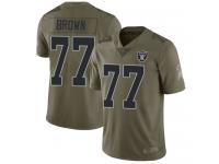 #77 Limited Trent Brown Olive Football Men's Jersey Oakland Raiders 2017 Salute to Service