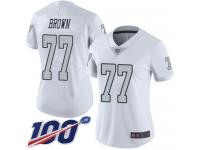 #77 Limited Trent Brown White Football Women's Jersey Oakland Raiders Rush Vapor Untouchable 100th Season