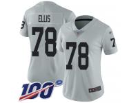 #78 Limited Justin Ellis Silver Football Women's Jersey Oakland Raiders Inverted Legend 100th Season