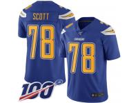 #78 Limited Trent Scott Electric Blue Football Youth Jersey Los Angeles Chargers Rush Vapor Untouchable 100th Season