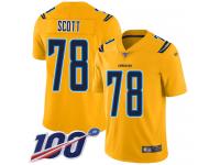 #78 Limited Trent Scott Gold Football Youth Jersey Los Angeles Chargers Inverted Legend 100th Season