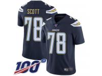 #78 Limited Trent Scott Navy Blue Football Home Youth Jersey Los Angeles Chargers Vapor Untouchable 100th Season