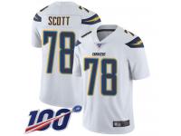 #78 Limited Trent Scott White Football Road Youth Jersey Los Angeles Chargers Vapor Untouchable 100th Season