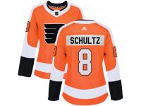 #8 Authentic Dave Schultz Orange Adidas NHL Home Women's Jersey Philadelphia Flyers