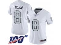 #8 Limited Daniel Carlson White Football Women's Jersey Oakland Raiders Rush Vapor Untouchable 100th Season