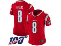 #8 Limited Jamie Collins Red Football Women's Jersey New England Patriots Inverted Legend 100th Season