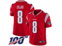 #8 Limited Jamie Collins Red Football Youth Jersey New England Patriots Inverted Legend 100th Season