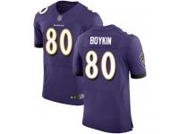 #80 Baltimore Ravens Miles Boykin Elite Men's Home Purple Jersey Football Vapor Untouchable