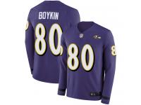 #80 Baltimore Ravens Miles Boykin Limited Men's Purple Jersey Football Therma Long Sleeve