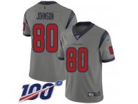 #80 Limited Andre Johnson Gray Football Youth Jersey Houston Texans Inverted Legend 100th Season