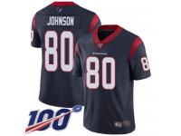 #80 Limited Andre Johnson Navy Blue Football Home Youth Jersey Houston Texans Vapor Untouchable 100th Season