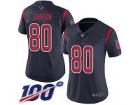 #80 Limited Andre Johnson Navy Blue Football Women's Jersey Houston Texans Rush Vapor Untouchable 100th Season