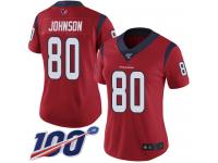 #80 Limited Andre Johnson Red Football Alternate Women's Jersey Houston Texans Vapor Untouchable 100th Season