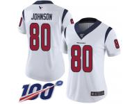 #80 Limited Andre Johnson White Football Road Women's Jersey Houston Texans Vapor Untouchable 100th Season