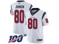 #80 Limited Andre Johnson White Football Road Youth Jersey Houston Texans Vapor Untouchable 100th Season