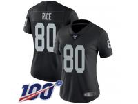 #80 Limited Jerry Rice Black Football Home Women's Jersey Oakland Raiders Vapor Untouchable 100th Season