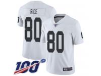 #80 Limited Jerry Rice White Football Road Youth Jersey Oakland Raiders Vapor Untouchable 100th Season