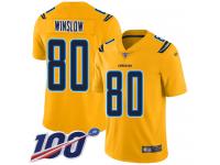 #80 Limited Kellen Winslow Gold Football Youth Jersey Los Angeles Chargers Inverted Legend 100th Season