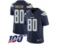 #80 Limited Kellen Winslow Navy Blue Football Home Youth Jersey Los Angeles Chargers Vapor Untouchable 100th Season